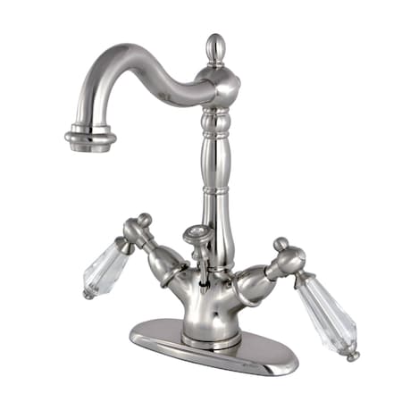 Kingston Brass Wilshire 2-Handle Bthrm Faucet W/Brass Pop-Up & Cover Plate Nickel KS1438WLL